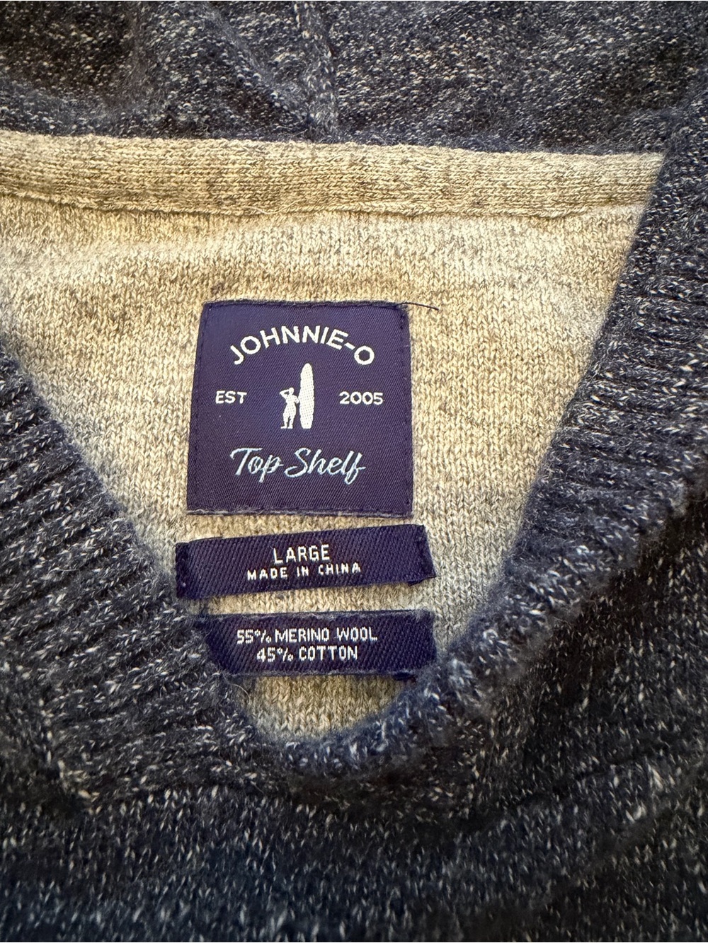 Johnnie-O Top Shelf mens Hooded sweater size Large merino wool Pockets - Picture 5 of 14